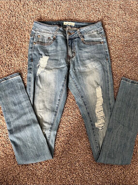Distressed Blue Skinny Jeans